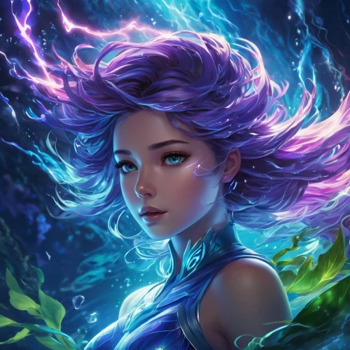 alani,janna,zoe,megara,jaina,kaisa,mermaid background,fantasy portrait,blue enchantress,diana,monsoon banner,liliana,fae,varya,elsa,maeve,violetta,rapunzel,medusa,karrie,Illustration,Realistic Fantasy,Realistic Fantasy 20