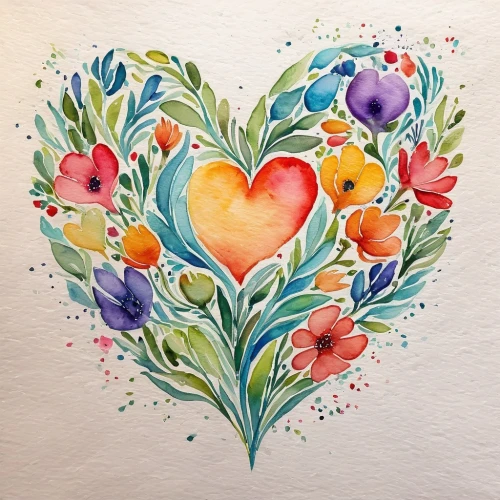 colorful heart,floral heart,watercolor valentine box,watercolor floral background,painted hearts,watercolor flowers,watercolour flowers,two-tone heart flower,heart and flourishes,watercolor flower,flower painting,watercolour flower,watercolor wreath,watercolor valentine bag,watercolor background,watercolor painting,heart clipart,heart flourish,linen heart,watercolour paint,Illustration,Paper based,Paper Based 24