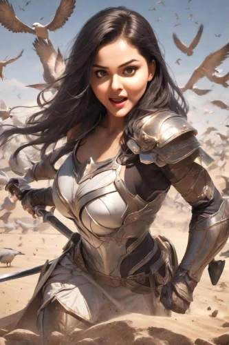 alita,female warrior,zauriel,amihan,vayne,warrior woman,fantasy woman,shadrake,fantasy warrior,mastani,joan of arc,wind warrior,valkyries,paladin,heroic fantasy,themyscira,fiora,kittani,silver,breastplates,Photography,Realistic