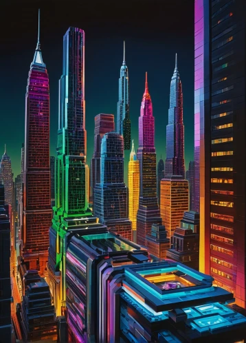 cityscape,cybercity,cybertown,colorful city,metropolis,city skyline,cyberpunk,city at night,fantasy city,megalopolis,micropolis,futuristic landscape,microdistrict,skyscrapers,capcities,cyberscene,skyline,futuristic,cyberport,polara,Art,Artistic Painting,Artistic Painting 21