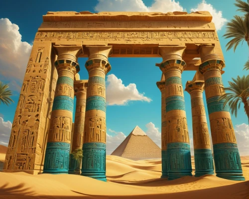 egyptian temple,pharaonic,ancient civilization,ramesseum,pharaon,wadjet,egypt,egyptienne,ancient egypt,pillars,pharaohs,karnak,abydos,hieroglyphs,thebes,three pillars,luxor,asherah,pharoahs,egyptological,Illustration,Vector,Vector 15