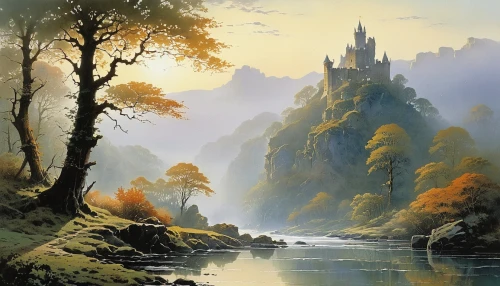 nargothrond,gondolin,fantasy landscape,rivendell,gondor,river landscape,fantasy picture,riftwar,autumn landscape,tirith,autumn mountains,beleriand,tolkein,world digital painting,bastei,erebor,landscape background,dalgleish,ruined castle,mountain landscape,Conceptual Art,Sci-Fi,Sci-Fi 19