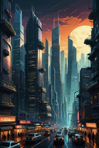 cityscape,futuristic landscape,cybercity,metropolis,cybertown,cyberpunk,dystopian,coruscant,fantasy city,world digital painting,city at night,megalopolis,skyscrapers,dystopias,city skyline,evening city,futuristic,cyberport,urbanworld,microdistrict,Illustration,Realistic Fantasy,Realistic Fantasy 25