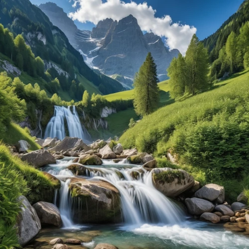 mountain stream,mountain spring,alpine landscape,nature wallpaper,nature background,landscape background,mountain landscape,nature landscape,beautiful landscape,mountainous landscape,landscape mountains alps,mountain scene,river landscape,background view nature,south tyrol,swiss alps,southeast switzerland,landscape nature,bernese alps,natural scenery