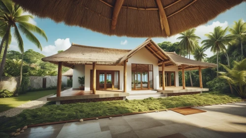 holiday villa,3d rendering,bungalows,tropical house,pool house,render,palapa,cabana,bungalow,anantara,cabanas,javanese traditional house,inverted cottage,floating huts,summer house,luxury property,renderings,luxury home,gazebo,3d rendered,Photography,General,Realistic