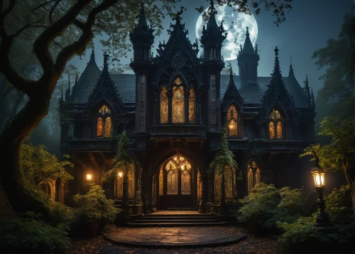 witch's house,gothic style,witch house,fairy tale castle,house in the forest,haunted cathedral,victorian,fairytale castle,haunted castle,gothic,the haunted house,ghost castle,house silhouette,dark gothic mood,ravenloft,haunted house,castlevania,halloween background,victorian house,old victorian,Art,Classical Oil Painting,Classical Oil Painting 06