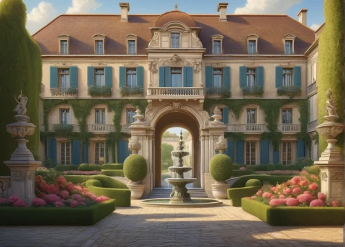 ritzau,chateau,french building,europe palace,fairy tale castle,palladianism,french digital background,manoir,palaces,manor,chateaux,grand hotel,versailles,estates,maintenon,sceaux,villate,duvillard,vicomte,versaille,Illustration,Realistic Fantasy,Realistic Fantasy 11