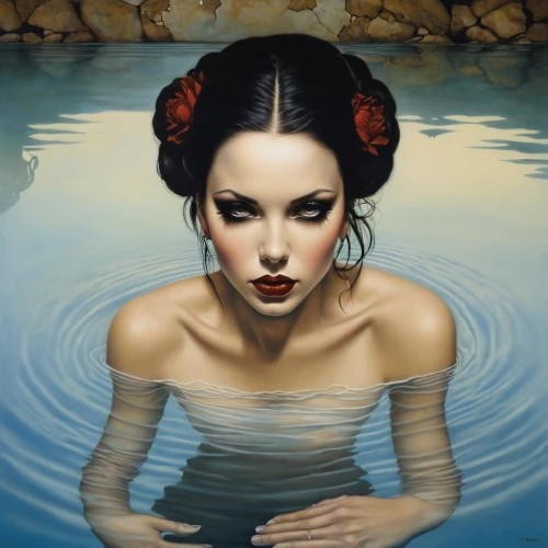 water nymph,viveros,amidala,sirenia,evanescence,the girl in the bathtub,naiad,water lotus,water rose,girl on the river,amphitrite,siren,satine,under the water,submerged,katherina,ophelia,in water,vanderhorst,the sea maid,Illustration,Realistic Fantasy,Realistic Fantasy 10