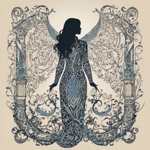 peignoir,art nouveau frame,anchoress,mermaid silhouette,filigree,sigyn,arryn,sirenia,melian,celestina,melusine,woman silhouette,the snow queen,karou,undine,victoriana,hesperides,art nouveau frames,vespertine,amphitrite,Illustration,Vector,Vector 21