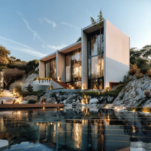 dunes house,house by the water,modern house,luxury property,holiday villa,luxury home,dreamhouse,modern architecture,snohetta,fresnaye,beautiful home,cubic house,house with lake,cube house,amanresorts,pool house,summer house,beach house,house in the mountains,holiday home,Photography,General,Realistic