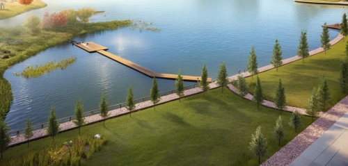 landscape design sydney,landscape designers sydney,3d rendering,landscaped,landscape plan,river course,renderings,lake view,garden design sydney,riversides,floating stage,wooden bridge,walkway,cofferdams,boat dock,hovnanian,house with lake,river bank,reflecting pool,city moat,Photography,General,Realistic