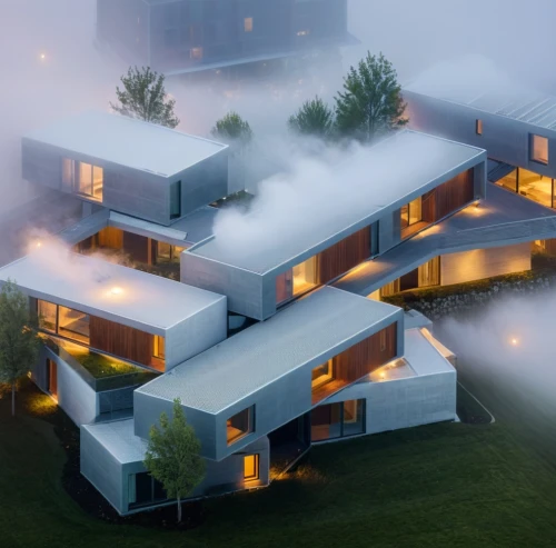 dense fog,high fog,fog,ground fog,cube stilt houses,foggy landscape,foggy,3d rendering,veil fog,morning fog,emission fog,autumn fog,mist,modern architecture,foggy day,north american fog,early fog,passivhaus,the fog,morning mist,Photography,Documentary Photography,Documentary Photography 10