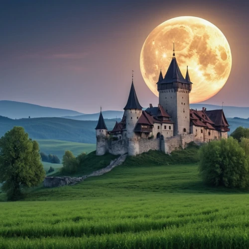 fairy tale castle sigmaringen,fairytale castle,fairy tale castle,dracula castle,fairy tale,transylvania,medieval castle,a fairy tale,fantasy picture,fairytale,northern black forest,black forest,moonlit night,haunted castle,full moon,fantasy landscape,witch's house,gold castle,knight's castle,ghost castle,Photography,General,Realistic