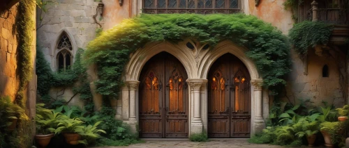 doorways,garden door,doorway,archways,front door,entryway,pointed arch,portal,the threshold of the house,entryways,rivendell,entranceway,fairy door,fairy tale castle,alcove,church door,courtyards,doorstep,creepy doorway,entrances,Art,Classical Oil Painting,Classical Oil Painting 40