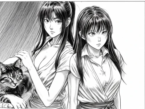 katsura,tomie,futari,sukeban,inuyasha,kurohime,shinran,hagio,sakimoto,kuchel,beautiful girls with katana,sango,kagome,okimoto,cat line art,catfights,takimoto,hakusho,yuexiu,gintama