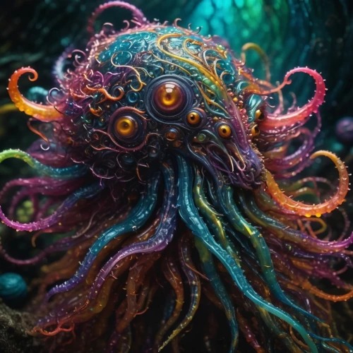 octopus,octo,fun octopus,octopi,kraken,octopus tentacles,cthulhu,cephalopod,sea god,deepsea,medusae,god of the sea,deep sea,under sea,sea animal,zoa,tentacles,tentacular,medusa gorgon,medusahead,Illustration,Realistic Fantasy,Realistic Fantasy 47