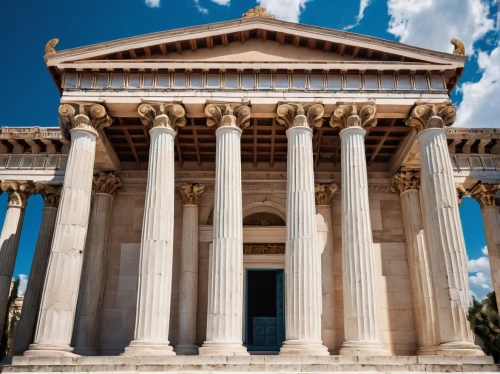 greek temple,zappeion,doric columns,temple of diana,erechtheion,roman temple,baalbek,glyptothek,laodicea,house with caryatids,colonnaded,temple of hercules,palladian,celsus library,roman columns,peristyle,capitolium,panathenaic,the parthenon,erechtheus,Illustration,Realistic Fantasy,Realistic Fantasy 10