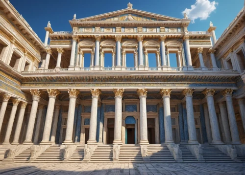 capitolium,celsus library,ephesus,the parthenon,laodicea,marble palace,ancient rome,zappeion,neoclassical,parthenon,greek temple,campidoglio,palladian,school of athens,capitalia,glyptothek,caesonia,pannonhalma,celsus,europe palace,Illustration,Realistic Fantasy,Realistic Fantasy 17