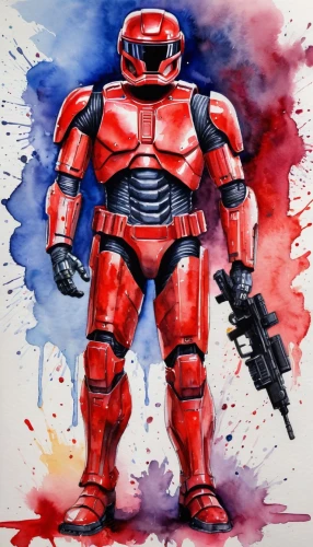 robocop,spaceguard,matoran,battlesuit,war machine,iron man,ironhide,rooper,red super hero,supersoldier,rojo,metru,red,mercenary,ironman,cliffjumper,commandeur,juggernaut,reddiar,redemptor,Illustration,Paper based,Paper Based 24