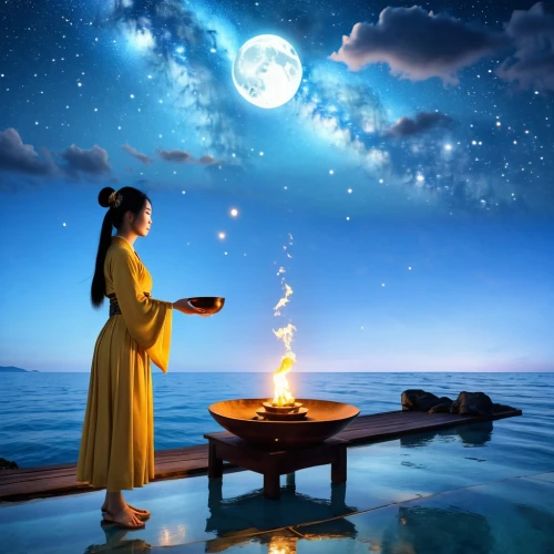 krathong,deepam,purnima,imbolc,wishes,poornima,inanna,the night of kupala,pournami,homam,magick,joss stick,wishing,offering,magical moment,fantasy picture,moon and star background,fire making,mid-autumn festival,birth sign