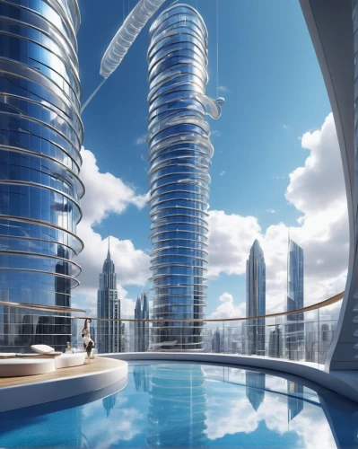 futuristic architecture,skyscapers,tallest hotel dubai,penthouses,dubay,largest hotel in dubai,infinity swimming pool,jumeirah,damac,emaar,sky apartment,dubai marina,baladiyat,roof top pool,dubia,dubai,futuristic landscape,supertall,arcology,urban towers,Unique,3D,3D Character