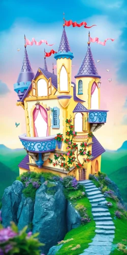 fairy tale castle,fairy village,3d fantasy,fairy world,dreamhouse,fantasy city,fantasy world,cartoon video game background,fairytale castle,imaginationland,3d render,fairy house,fairyland,munchkinland,bonnycastle,dreamsville,elves flight,knight's castle,fantasy picture,fairy chimney