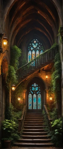 rivendell,hall of the fallen,dandelion hall,riftwar,theed,naboo,fantasy picture,alfheim,fairy tale castle,labyrinthian,castle of the corvin,forest house,archways,elven forest,staircase,entranceways,mirkwood,fantasy landscape,inglenook,house in the forest,Illustration,Paper based,Paper Based 26