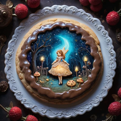 angel gingerbread,torte,fairy galaxy,tarta,fairie,alice in wonderland,quark tart,christmas pastry,magicienne,fairy door,gingerbread girl,fairy tale character,gateau,tart,tarts,little girl fairy,confectioner,confections,woman holding pie,advent star,Illustration,Realistic Fantasy,Realistic Fantasy 02