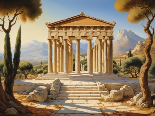 greek temple,roman temple,temple of diana,artemis temple,erechtheus,laodicea,palmyra,synaxarion,the ancient world,delphi,amphipolis,panagora,zeugma,tempio,ephesus,temple of hercules,metapontum,classical antiquity,celsus,celsus library,Art,Artistic Painting,Artistic Painting 20