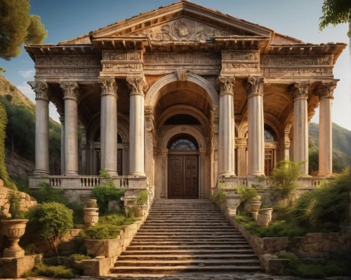 panagora,temple of diana,greek temple,caserta,marble palace,artemis temple,sapienza,vittoriano,palladian,artena,roman temple,neoclassical,ancient rome,celsus library,tempio,neoclassicism,neoclassic,capitolium,house with caryatids,pompeii,Art,Classical Oil Painting,Classical Oil Painting 18