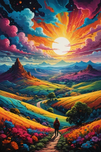 mountain sunrise,landscape background,desert landscape,fantasy landscape,mountain landscape,high landscape,dreamscape,desert desert landscape,landscapes,panoramic landscape,nature landscape,colorful background,landscape,mushroom landscape,mountain scene,beautiful landscape,paisaje,mountainous landscape,volcanic landscape,dream art,Illustration,Realistic Fantasy,Realistic Fantasy 25