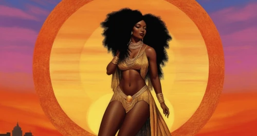 sekhmet,kemet,nephthys,asherah,oshun,ancient egyptian girl,hathor,african american woman,african woman,prophetess,wadjet,nubian,nubia,afrofuturism,inanna,sisoulith,afrocentric,womanist,auriongold,neferhotep,Illustration,Realistic Fantasy,Realistic Fantasy 21