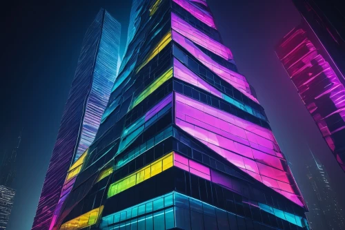 glass building,skyscraper,futuristic architecture,hypermodern,pc tower,guangzhou,the skyscraper,colorful city,colored lights,vdara,escala,tetris,colorful facade,colorful light,electric tower,colorful glass,ctbuh,cybercity,largest hotel in dubai,glass facades,Art,Classical Oil Painting,Classical Oil Painting 29