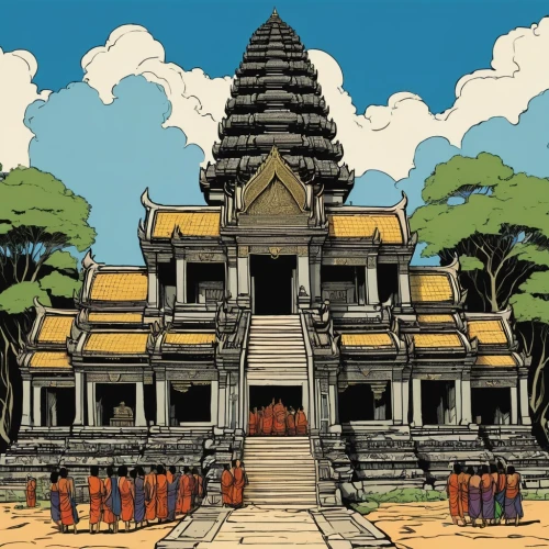 temples,vihara,shambhala,angkor,mahabalipuram,mamallapuram,cambodia,mahavihara,gopura,amarapura,dhamma,pagodas,temple,bhikkhu,vimana,nyepi,mahaparinirvana,bhikkhus,tembagapura,mitrajaya,Illustration,Vector,Vector 03