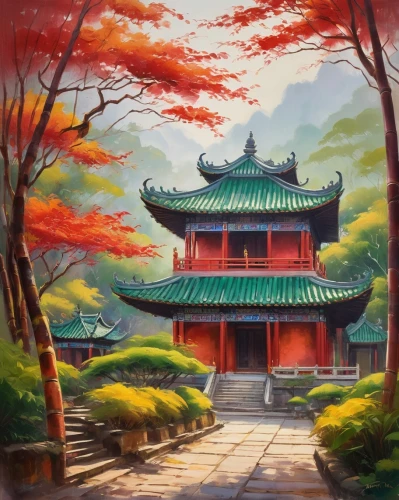 hall of supreme harmony,world digital painting,oriental painting,asian architecture,landscape background,tianxia,buddhist temple,jinchuan,chuseok,hanhwa,japanese shrine,hanging temple,the golden pavilion,jingshan,qibao,yuexiu,dalixia,watercolor background,shuozhou,koreana,Conceptual Art,Oil color,Oil Color 25