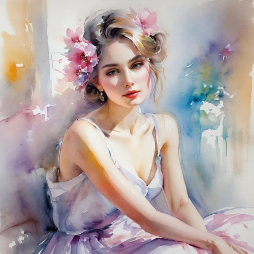 watercolor painting,watercolor women accessory,watercolor,vanderhorst,zuoying,donsky,rosemond,watercolour paint,flower painting,watercolor background,watercolor pin up,youliang,dmitriev,xueying,zhulin,heighton,heatherley,watercolorist,lilac blossom,art painting,Illustration,Paper based,Paper Based 11
