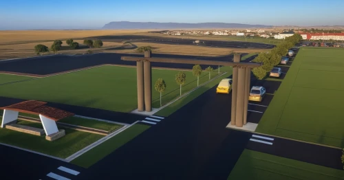 inland port,parking lot under construction,interorbital,tollbooths,superhighways,spaceports,carports,aerotropolis,railway crossing,container terminal,industrial landscape,construction area,bus shelters,parking system,elevated railway,roadbuilding,tramways,industrial area,solar cell base,ecomstation,Photography,General,Realistic