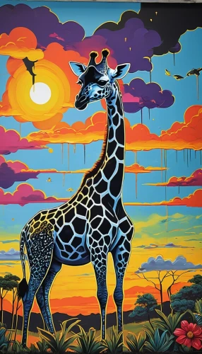two giraffes,serengeti,giraffa,giraffes,safari,tingatinga,giraffe,zambezian,kemelman,melman,kalahari,kangas,impala,khokhloma painting,el salvador dali,africa,tanzania,mkomazi,african art,virunga,Conceptual Art,Graffiti Art,Graffiti Art 01