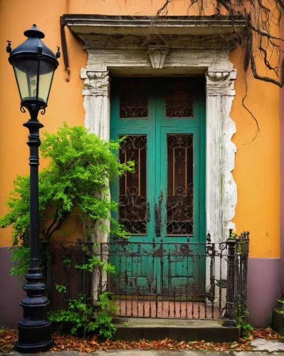 colorful facade,blue door,old door,marigny,coyoacan,shutters,greek island door,wrought iron,french quarters,portes,garden door,blue doors,old architecture,sevillian,balcones,sicily window,window with shutters,tlaquepaque,old house,new orleans,Illustration,Realistic Fantasy,Realistic Fantasy 26