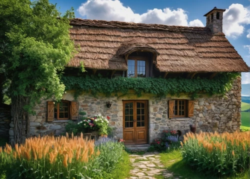 country cottage,thatched cottage,traditional house,summer cottage,miniature house,provence,cottage,hameau,little house,cottage garden,country house,beautiful home,small house,home landscape,stone house,cottages,ancient house,provencal,stone houses,farmhouse,Illustration,Realistic Fantasy,Realistic Fantasy 15