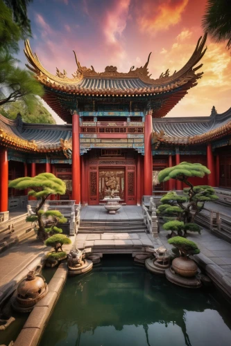 asian architecture,buddhist temple,hall of supreme harmony,suzhou,shuozhou,qingcheng,soochow,qibao,hengdian,chaozhou,confucian,hyang garden,confucianism,white temple,oriental,taoist,the golden pavilion,wudang,fengshui,qufu,Conceptual Art,Sci-Fi,Sci-Fi 30