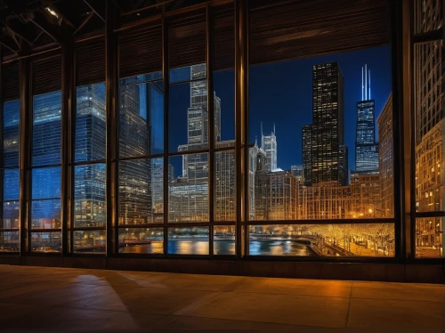 chicago skyline,glass wall,chicago night,9 11 memorial,glass facades,glass building,1 wtc,sears tower,chicago,glass facade,willis tower,tribute in lights,glass window,one world trade center,rencen,metra,night view,glass pane,structural glass,glass panes,Art,Classical Oil Painting,Classical Oil Painting 29