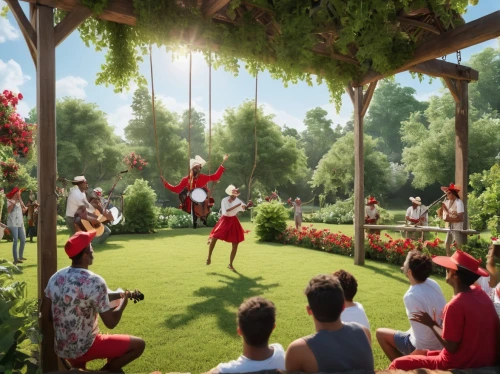 renderings,flower garden,garden swing,3d rendering,alice in wonderland,garden of eden,neverland,flower dome,arrietty,ecotopia,3d rendered,imagineering,garden of plants,elves flight,render,start garden,garden party,3d fantasy,3d render,garden design sydney,Photography,General,Realistic