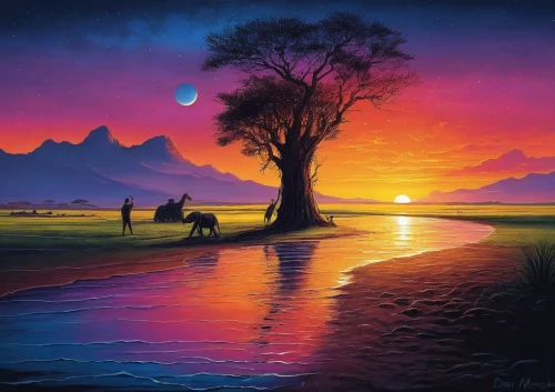 landscape background,purple landscape,fantasy landscape,desert landscape,fantasy picture,river landscape,desert desert landscape,nature landscape,art painting,futuristic landscape,lone tree,colorful tree of life,an island far away landscape,beach landscape,landscape,landscape nature,fantasy art,oil painting on canvas,beautiful landscape,world digital painting,Illustration,Realistic Fantasy,Realistic Fantasy 25