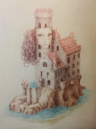 diterlizzi,watercolor sketch,house of the sea,water color,watercolor valentine box,vintage drawing,colored pencil background,pencil color,disegno,watercolor background,khokhloma painting,church painting,fairy chimney,moated castle,floating island,watercolor tea shop,hand-drawn illustration,colored pencil,knight's castle,peter-pavel's fortress
