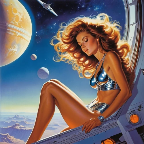 barbarella,sci fiction illustration,struzan,cosmogirl,space tourism,venus,andromeda,hildebrandt,barsoom,space art,laureline,space craft,astronomer,starships,sagittarii,valerian,spacewalker,cosmonautics day,mercurys,heliosphere,Conceptual Art,Sci-Fi,Sci-Fi 19