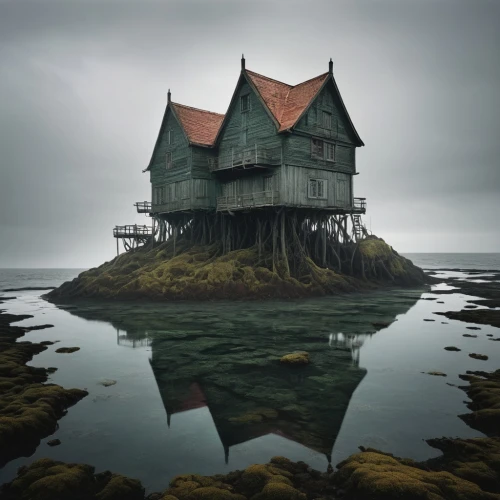 house of the sea,witch house,fisherman's house,house by the water,stilt house,sunken church,house with lake,witch's house,icelandic houses,lonely house,creepy house,innsmouth,dreamhouse,the haunted house,faroese,ghost castle,haunted house,wooden house,abandoned place,stilt houses,Photography,Documentary Photography,Documentary Photography 04