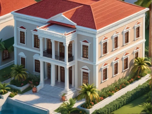 villa,holiday villa,palladianism,bahai,palazzos,mansion,vsu,3d rendering,house with caryatids,two story house,presidential palace,private estate,palazzina,model house,palladian,private house,kusadasi,residence,kempinski,large home,Unique,3D,Isometric