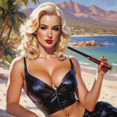 femme fatale,retro pin up girl,retro pin up girls,pin-up girl,pin up girl,mamie van doren,pin ups,pin-up girls,pin-up model,radebaugh,marilyn monroe,valentine day's pin up,the blonde in the river,pin up girls,valentine pin up,blonde woman,marylyn monroe - female,retro women,retro woman,monroe,Conceptual Art,Oil color,Oil Color 09