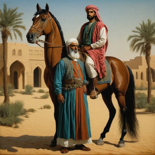 arabians,mohammedmian,arabian horses,ghaznavids,shahnama,man and horses,nasimi,benmerzouga,tuareg,mandaean,nasruddin,qatada,bedouins,balkhi,andalusian,haqiqatjou,pericard,bahakel,zoroaster,bedouin,Illustration,Realistic Fantasy,Realistic Fantasy 22